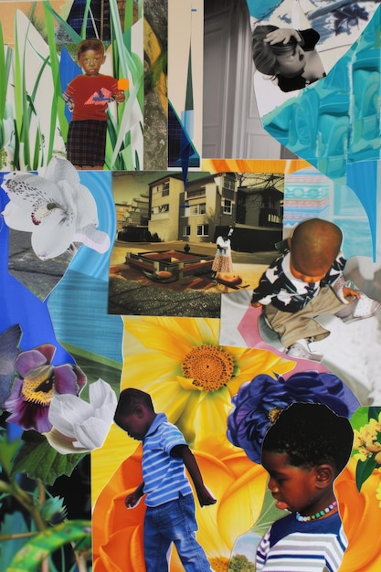 Maravillas caprichosas Collaje abstracto celebrando el Día de los Niños en estilo infantil