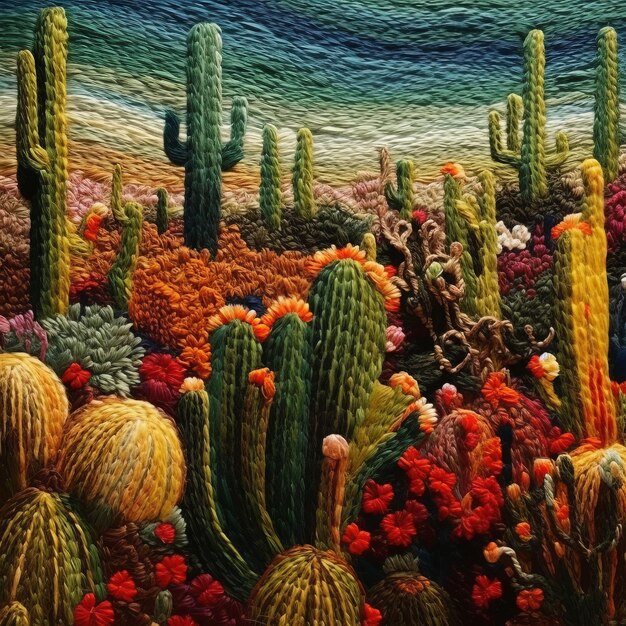 Las maravillas tejidas del cactus de hilo de lana de Van Gogh se exhiben en una serenidad sencilla