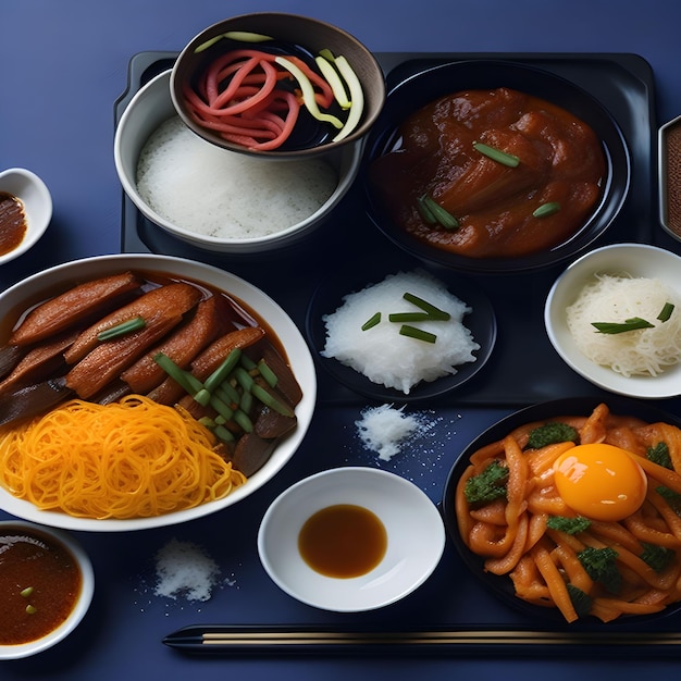 Foto maravillosa decoración del manu de comida del restaurante