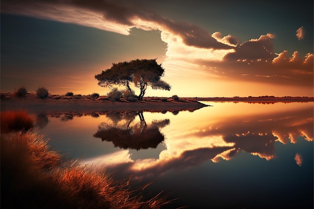 Maravillosa naturaleza paisaje horizontal increíble fondo agua cielo naturaleza de ensueño árbol