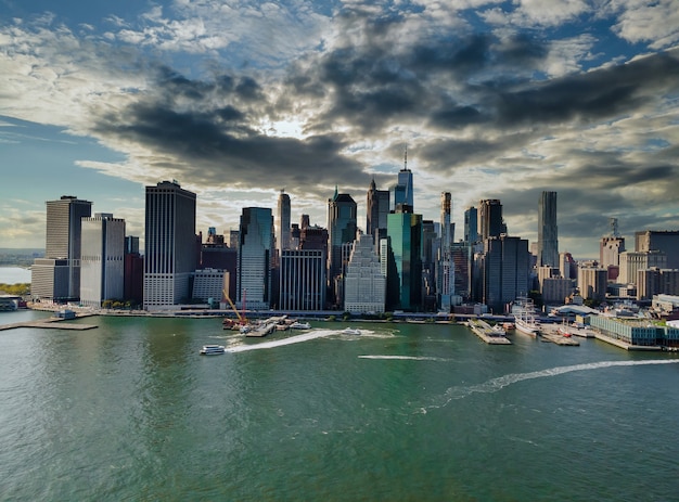 Maravillosa vista aérea del panorama del horizonte de Midtown Manhattan de Nueva York