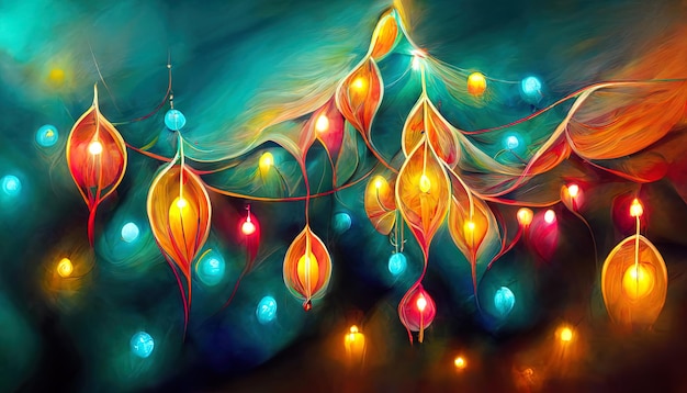 Maravillosas luces de Navidad abstractas en el fondo Generativo Ai