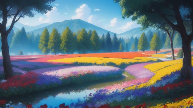 Maravilloso anime de paisajes naturales utilizado para papel tapiz.