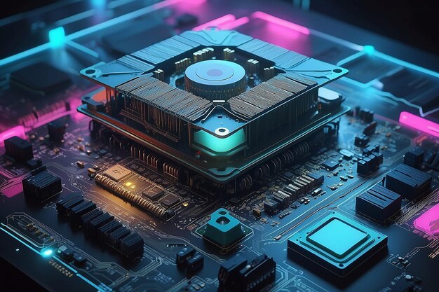 Maravilloso chip de computadora con inteligencia artificial generativa