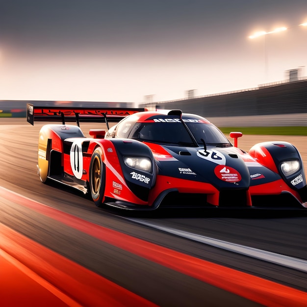 Foto un maravilloso coche de carreras rojo