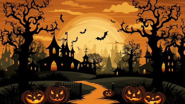 maravilloso mundo de fantasía de halloween 31 de octubre truco o tratar ideas de calabaza mágica ai imagen