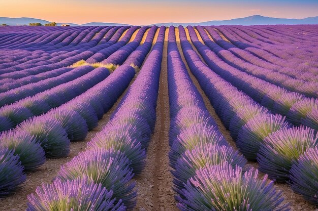 Foto maravilloso paisaje de verano con campos de lavanda en la provenza valensole francia