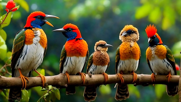 Foto maravillosos pájaros de colores