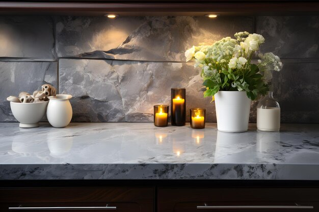 Marble Stone Elegance Cozinha de fundo com bancada