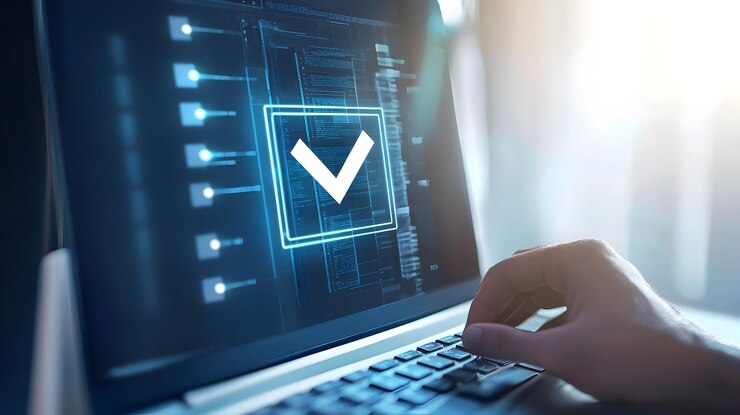 Foto marca de comprobación digital que aparece en el formulario informático completado que representa el envío exitoso de datos