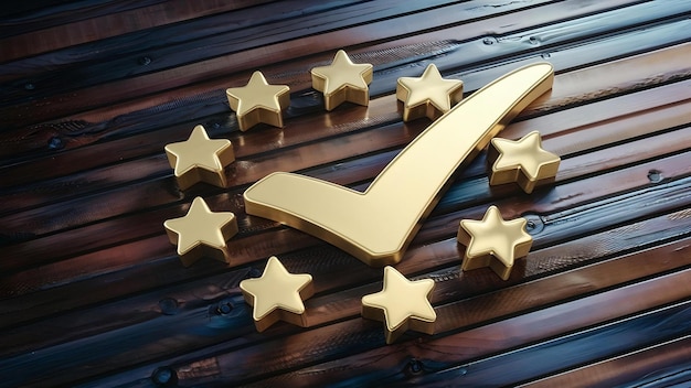 Marca de marcação dourada correta do melhor sinal de garantia de qualidade com cinco estrelas douradas para a garantia p