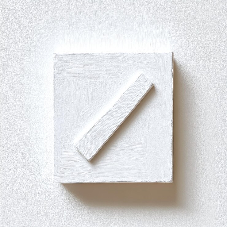Foto marca de verificação branca minimalista em fundo branco