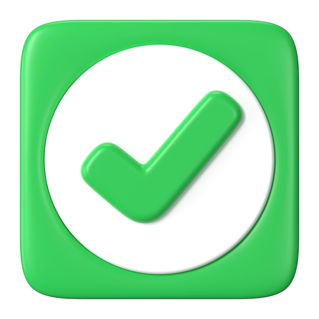 Marca el icono de verificación png 3D y aprueba el símbolo de negocio en un fondo transparente
