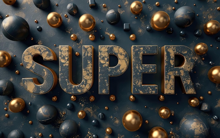 Foto marca superior elegante y elegante logotipo palabra de texto súper diseño tipografía moderna y elementos gráficos audaces para marketing impactante e identidad de marca