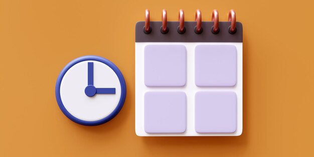 Marca de verificación de la fecha del calendario y despertador Para hacer la lista de verificación hecha 3d