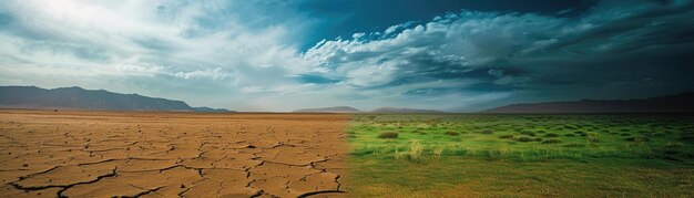 Un marcado contraste entre un desierto estéril y la vibrante hierba verde