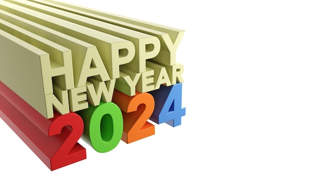 Foto marcador colorido com a palavra feliz ano novo 2024 nele