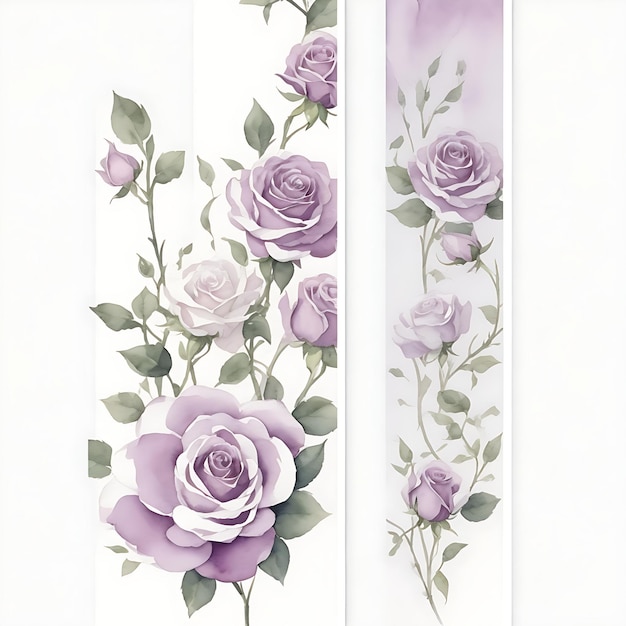 Foto un marcador con un fondo blanco acuarela clipart neutral 2 rosas malvas fondo blanco