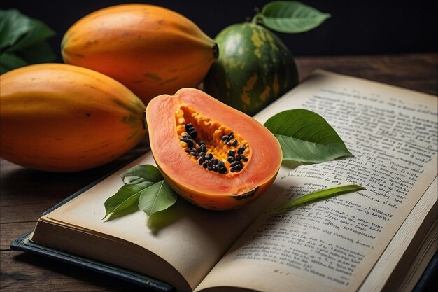 Foto marcador temático de papayas para leitores ávidos