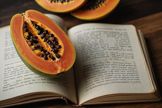 Foto marcador temático de papayas para leitores ávidos