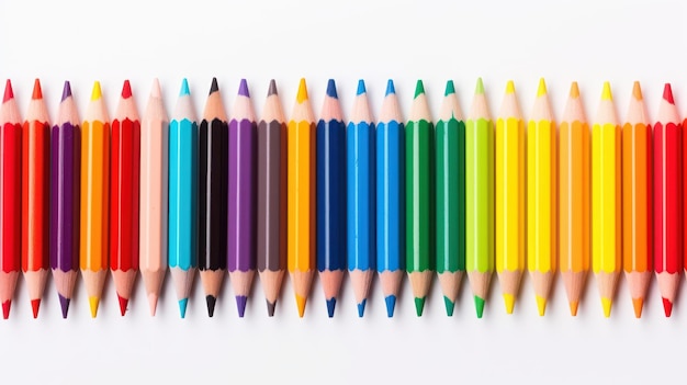 Marcadores e lápis de cores vibrantes revestidos de branco