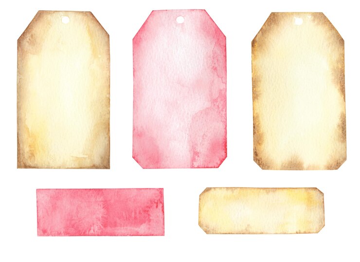 Foto marcas de aquarela, ilustrações de rótulos.