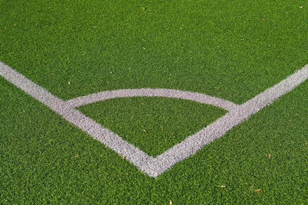 Marcas de esquina en un campo de fútbol de cerca