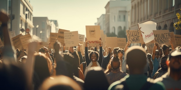 una marcha de protesta pacífica que aboga por la justicia social