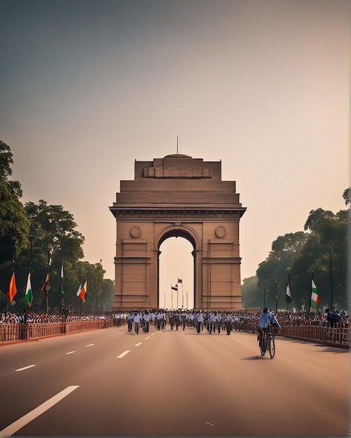 Marcha en la puerta de la India para celebrar el 15 de agosto