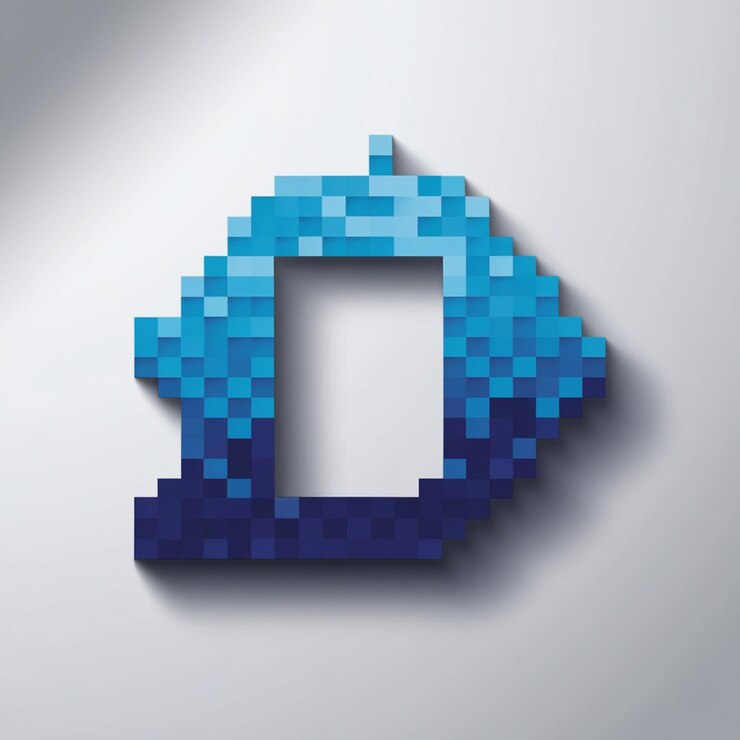 Foto marco abstracto construido a partir de cuadrados pixelados azules y azules oscuros