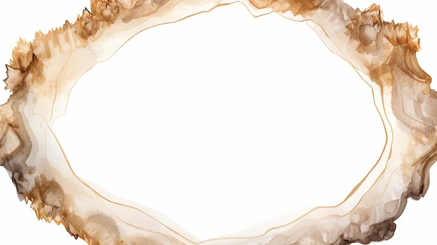 Marco de acuarela de diseño de geoda de cuarzo beige sobre fondo blanco