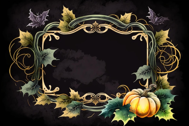 Marco adornado decorativo de Halloween de acuarelaIA generativa