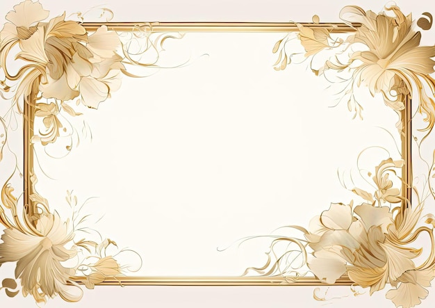 un marco adornado con un patrón dorado sobre fondo blanco