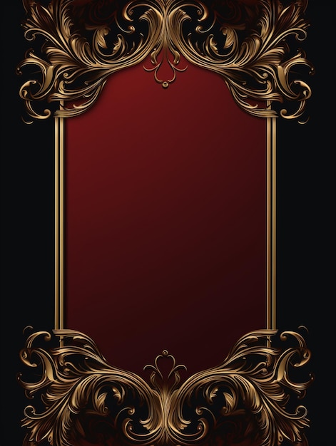marco de adorno dorado fondo rojo oscuro y negro