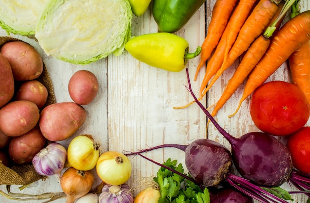 Marco de alimentos, alimentos frescos del mercado.