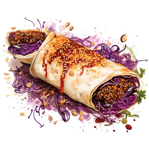 Marco arabesco de latón con envoltura de Shawarma, Tahini y Sumac De acuarela, marco del Festival Nowruz Irán