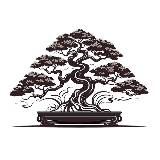 Foto marco de árbol de bonsai cortado con láser cnc que muestra un contorno plano del tatuaje de bonsai tr cuidadosamente podado