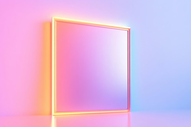 Foto marco en blanco 3d colores pastel irisantes fondo de papel de pared