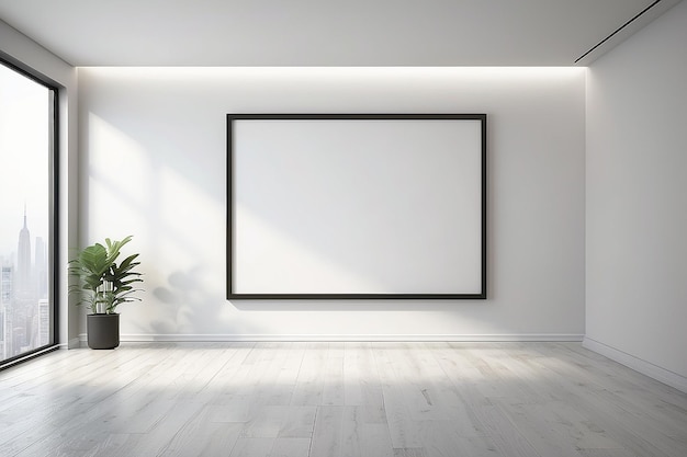 Marco en blanco 3D en una habitación vacía moderna