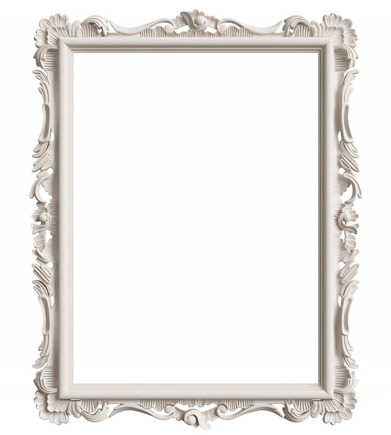 Foto marco blanco clásico con decoración de adorno aislado en blanco