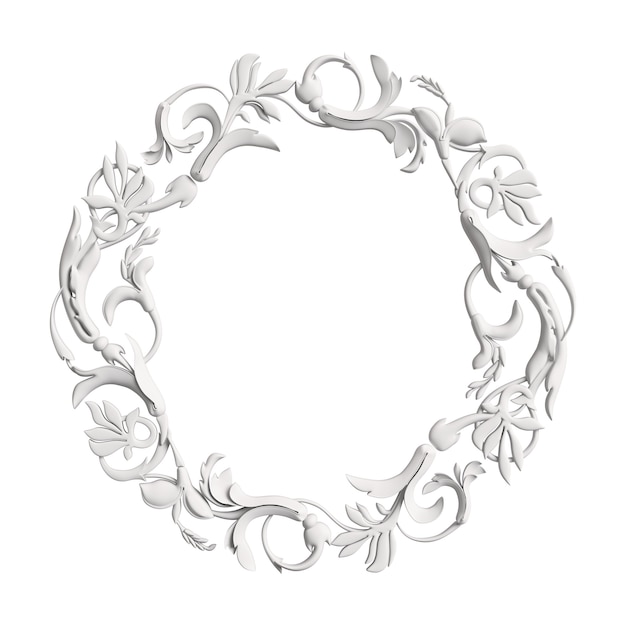 Marco blanco clásico con decoración de adorno aislado en blanco