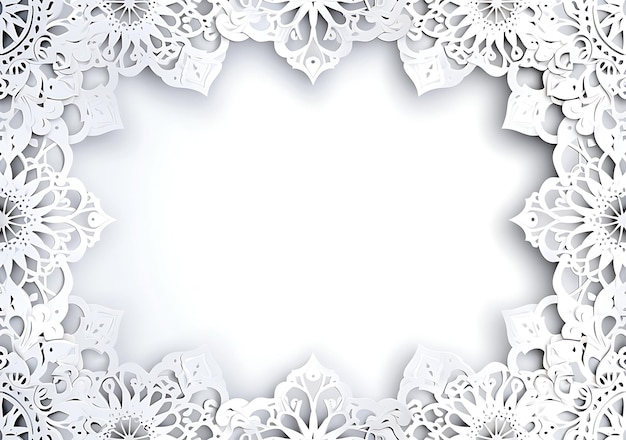 un marco blanco con un diseño floral blanco en él