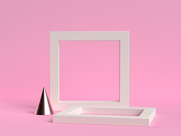 marco blanco en un fondo rosa