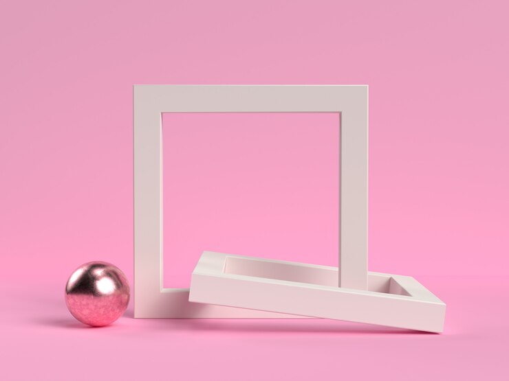 Foto marco blanco en un fondo rosa
