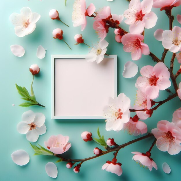 Foto un marco blanco con una imagen de una flor en él