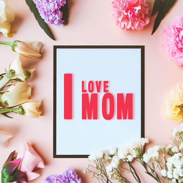 Foto un marco blanco con la palabra amor mamá.