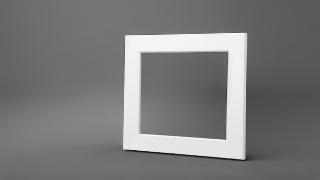 Un marco blanco sobre un fondo gris.