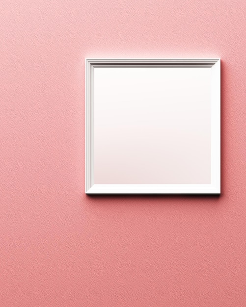 Marco blanco sobre fondo de textura de cuero rosado renderización 3D