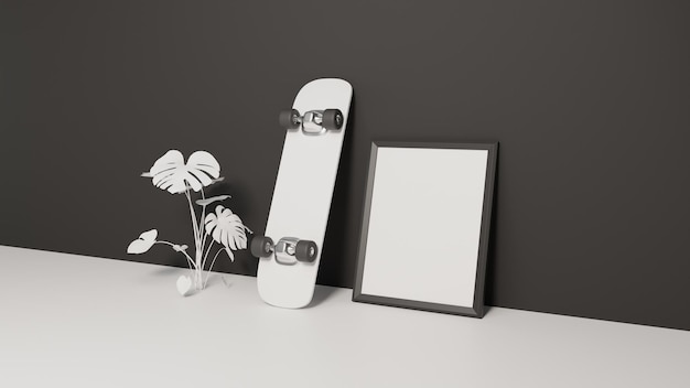Marco blanco vacío para render 3d de diseño de maqueta