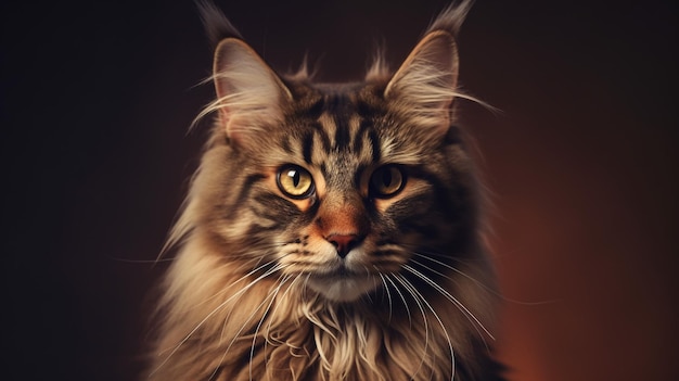 El marco de la cara del gato Maine Coon 4K ultra realista